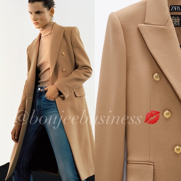ZARA BNWT Buttoned Wool Blend Coat - Picture 6 of 8